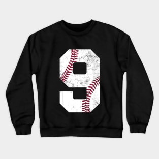 9th Birthday Baseball Boys Kids Nine Crewneck Sweatshirt